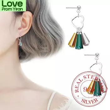 Серьги-гвоздики из стерлингового серебра 925 пробы с подвесками в виде бусин для женщин и девочек, подарок Pendientes Brincos, предотвращающий аллергию, женские ювелирные изделия, дропшиппинг