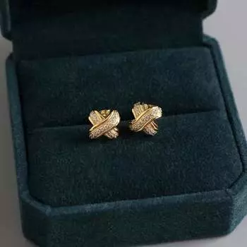 Серьги-гвоздики из стерлингового серебра 925 пробы с простым французским узором в виде крученой проволоки для женщин, роскошные серьги с бриллиантами Niche Design 925