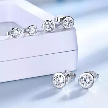 Серьги-гвоздики из стерлингового серебра 925 пробы с белым круглым цирконием 3 мм 4 мм 5 мм белый