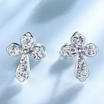 Серьги-гвоздики из стерлингового серебра 925 пробы с белыми блестками и не тускнеющим серебром 925 пробы серебряный