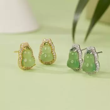 Серьги-гвоздики из стерлингового серебра 925 пробы с ледяным халцедоном и халцедоном, женские серьги в форме тыквы из натурального агата высокого качества, Fulu 925 silver