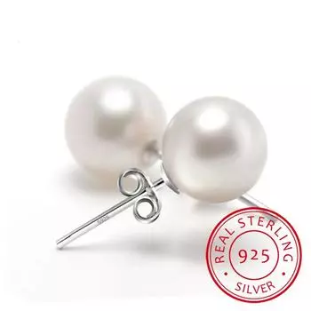 Серьги-гвоздики из стерлингового серебра 925 пробы 6 мм/8 мм/10 мм с пресноводным культивированным жемчугом и пуговицами для женщин в качестве лучшего подарка, ювелирные изделия 5.5-6mm