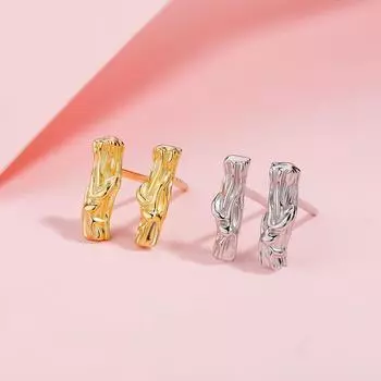 Серьги-гвоздики из стерлингового серебра 925 пробы с простыми веточками, высококачественные серьги с текстурой дерева, изысканные серьги Niche Temperament Ins Small Earrings 925 Silver