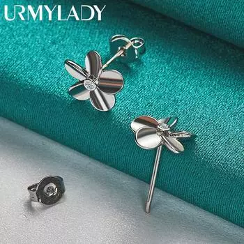 Серьги-гвоздики из стерлингового серебра 925 пробы для женщин, модные ювелирные изделия ME350