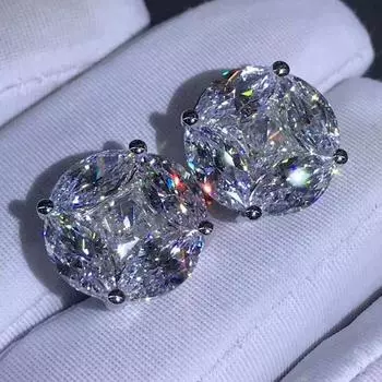 Серьги-гвоздики из стерлингового серебра 925 пробы с измельченным льдом 10 карат Vvs желтый сапфир синтетический муассанит для женщин подарок