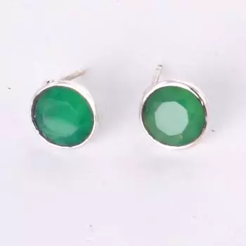 Серьги-гвоздики из стерлингового серебра 925 пробы с зеленым ониксом, женские и мужские серьги ручной работы с драгоценными камнями зелёный
