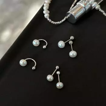 Серьги-гвоздики из стерлингового серебра 999 пробы с натуральным пресноводным жемчугом, женские серьги с нишевым дизайном и винтовыми бусинами в форме уха 999 Silver Needle