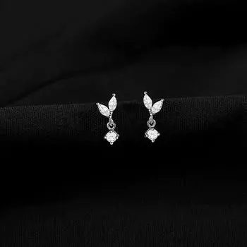 Серьги-гвоздики из стерлингового серебра Bud Woeman Pure Silver 999 Summer Diamond Ins Style Minority Design Earrings Eardrops Earrings 999