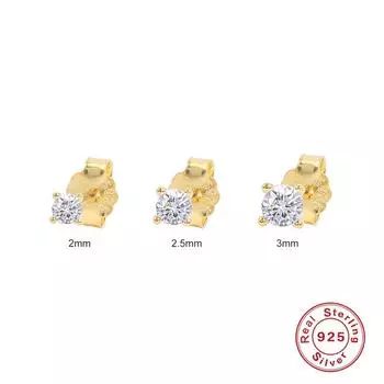 Серьги-гвоздики из стерлингового серебра S925 пробы с одним бриллиантом, персонализированные легкие роскошные женские серьги в японском и корейском стиле, набор из 3 шт. 925 Silver