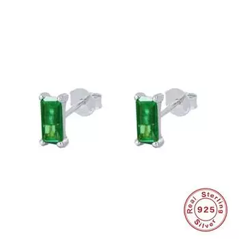 Серьги-гвоздики из стерлингового серебра S925 с квадратным цирконием, геометрические прямоугольные простые классические серьги-гвоздики в форме хлеба 925 Silver