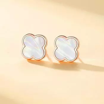 Серьги-гвоздики из стерлингового серебра S925 с четырьмя листочками клевера в виде рябчика, элегантные серьги в стиле меньшинств