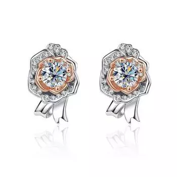 Серьги-гвоздики из стерлингового серебра S925 новой серии, ювелирные изделия из муассанита с простой стильной формой розы для женщин, помолвочные 0.5ctx2