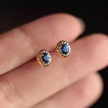 Серьги-гвоздики из стерлингового серебра S925 с сапфирами в стиле ретро, женские, простые, высококачественные, легкие, роскошные, подходящие друг другу, специальные, интересные серьги 925