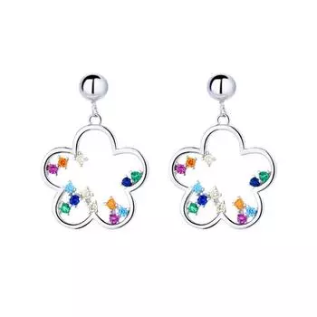 Серьги-гвоздики из стерлингового серебра S925 с цветочным принтом для женщин, модные милые новые супер феи-серьги против аллергии от Xiaoqing 925