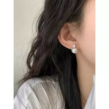 Серьги-гвоздики из стерлингового серебра S925 с жемчугом принцессы, элегантные, элегантные, сияющие, простые серьги «Диана» для женщин 925