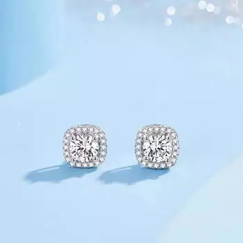 Серьги-гвоздики из стерлингового серебра S925 с квадратным муассанитом, полностью украшенные драгоценными камнями, женские, легкие, роскошные, модные, с особым интересом, украшение 925