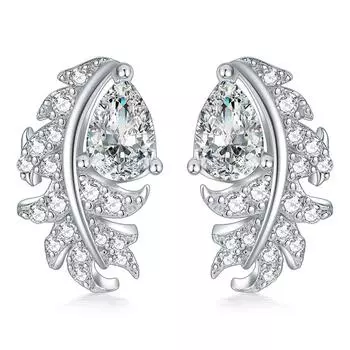 Серьги-гвоздики из стерлингового серебра S925 с каплями воды и цирконием, высококачественные ювелирные изделия в форме листьев, модные ароматные серьги с бахромой из серебра для дома 925 Silver белого золота