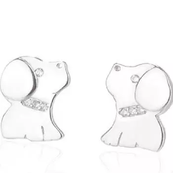 Серьги-гвоздики из стерлингового серебра S925 для женщин, милые серьги-гвоздики в виде щенка со знаком зодиака, простые мультяшные корейские серебряные украшения 925 белый