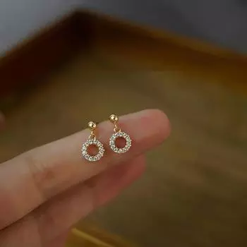 Серьги-гвоздики из стерлингового серебра S925 с позолотой и бриллиантами в форме гирлянды для женщин, маленькие круглые серьги, изысканные и простые серьги, дизайнерские серьги 925