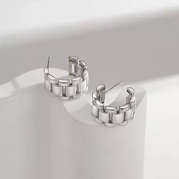Серьги-гвоздики из стерлингового серебра S925 пробы, серьги Ins Minority Design, полые металлические серьги в форме буквы C 925 серебряный