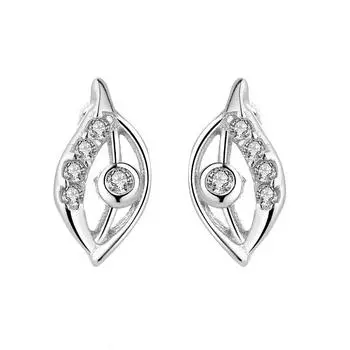 Серьги-гвоздики из стерлингового серебра S925 с маленькими листьями, женские милые художественные серьги из серебра с листьями 925