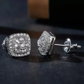 Серьги-гвоздики из стерлингового серебра S925 с квадратным муассанитом для женщин, свадебная вечеринка, изящные ювелирные изделия, подарок серебряный