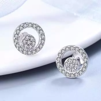 Серьги-гвоздики из стерлингового серебра S925, круглые, полые, модные, женские, с украшением, модные, темпераментные серьги-гвоздики 925