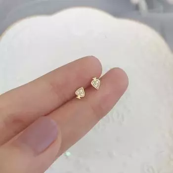 Серьги-гвоздики из стерлингового серебра S925 пробы с бриллиантами в форме сердца для женщин, необычный дизайн, легкие, роскошные, мини-серьги-подборки 925