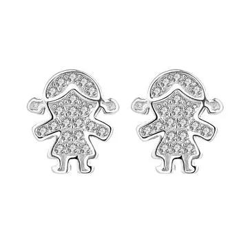 Серьги-гвоздики из стерлингового серебра S925 в корейском стиле с изображением девушки из мультфильма, милые, милые, студенческие серьги из серебра 925