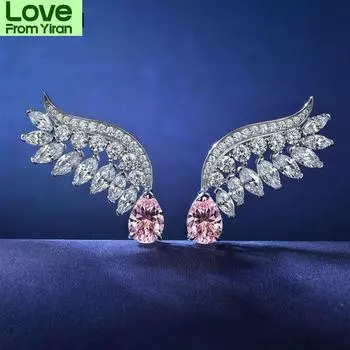 Серьги-гвоздики из стерлингового серебра S925 для женщин, свадебные украшения, роскошные серьги с бриллиантами из высокоуглеродистого металла 27 * 29 мм, женские серьги