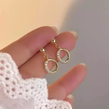 Серьги-гвоздики из стерлингового серебра S925 для женщин, овальные полые серьги с бриллиантами, универсальный дизайн 925