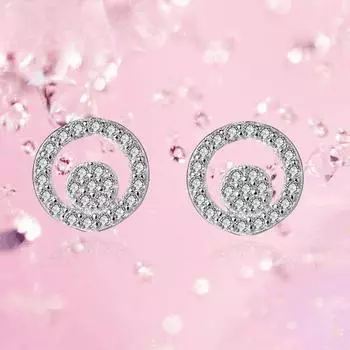 Серьги-гвоздики из стерлингового серебра S925 с круглыми полыми бриллиантами, модные женские серьги с геометрическим орнаментом 925