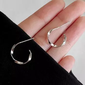 Серьги-гвоздики из стерлингового серебра S925 для женщин, кольцо C, ретро, легко сочетающиеся, изящные серьги, доступный роскошный стиль 925