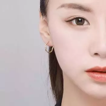 Серьги-гвоздики из стерлингового серебра S925 пробы, женские простые гофрированные геометрические серьги в холодном стиле 925