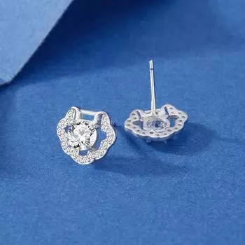 Серьги-гвоздики из стерлингового серебра S925 с замком безопасности и бриллиантами, женские изысканные серьги-гвоздики с нишевым дизайном, подходящие для китайского Нового года 925 Silver