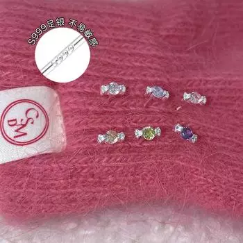 Серьги-гвоздики из стерлингового серебра S99, маленькие и простые, в форме конфет, женский нишевый дизайн, чувство сладкого темперамента, маленькие свежие серьги, осень и зима 125 99 silver