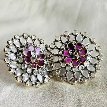 Серьги-гвоздики из стерлингового серебра с эмалью и отделкой из кристального золота