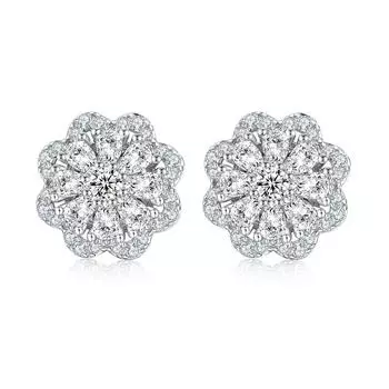 Серьги-гвоздики из стерлингового серебра с цветком, женские легкие роскошные серьги из серебра 925 пробы, серьги от известного бренда 925 Silver белого золота