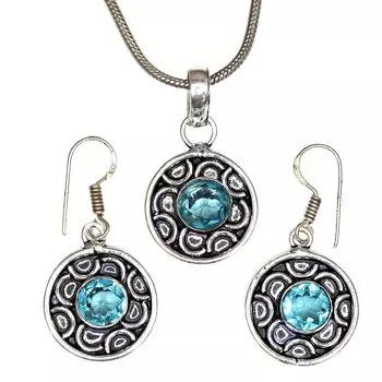 Серьги-гвоздики из стерлингового золота с голубым топазом и драгоценными камнями в лондонском стиле