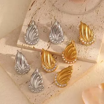 Серьги-гвоздики из титановой стали с геометрической резьбой, невыцветающие серьги из нержавеющей стали Niche Premium 18k Gold