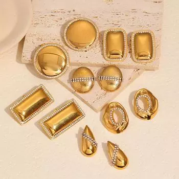 Серьги-гвоздики из титановой стали серии Diamond, женская мода, легкие, роскошные, высокие, не выцветающие серьги из нержавеющей стали