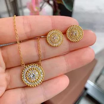 Серьги-гвоздики из желтого золота, женские легкие роскошные серьги-гвоздики с подвеской на ключицу, женские серьги-иглы из серебра S925 с круглыми бриллиантами