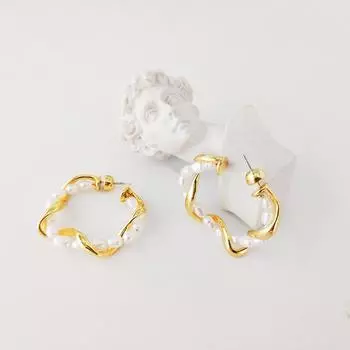 Серьги-гвоздики из жемчуга натуральный жемчуг модные индивидуальные металлические серьги-гвоздики маленькие серебряные игольчатые модные серьги нестандартной формы новые продукты золотой