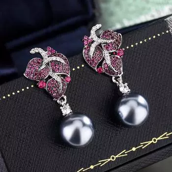 Серьги-гвоздики из жемчужно-белого бисера платинового серого жемчуга ожерелье серьги кулон мода