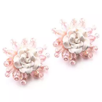 Серьги-гвоздики JMXD-Crystal Flower, летние серьги для женщин, преувеличенные ювелирные серьги белый