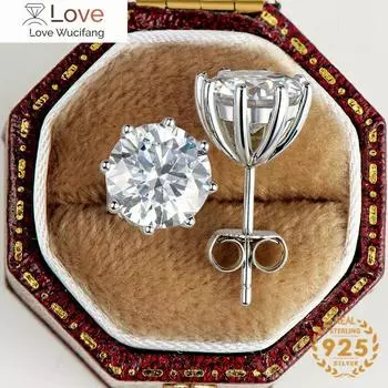 Серьги-гвоздики Joycejelly Real 2 Carat D Color Moissanite для женщин, высочайшее качество, 100% стерлинговое серебро 925 пробы, свадебные украшения, подарок