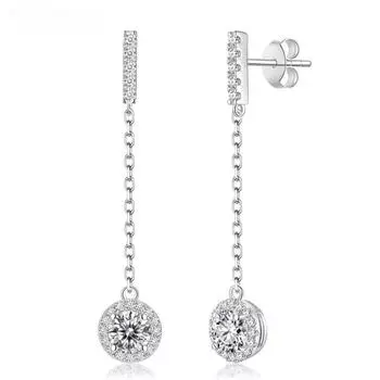 Серьги-гвоздики круглой огранки с муассанитом и бриллиантом D Color 1 карат 0,5 карата, стерлинговое серебро 925 пробы, белое золото 18 карат, серьги-гвоздики 0.5ct 5mm Moissanite