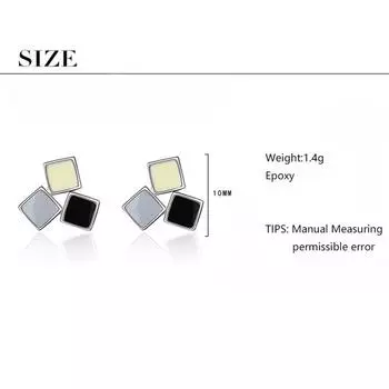 Серьги-гвоздики квадратные из стерлингового серебра 925 пробы с эпоксидной смолой разных цветов для женщин, ювелирные изделия Boucle D oreille Oorbellen S-E799