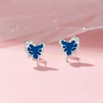 Серьги-гвоздики Lava Love, женские, простые, нишевые, чувственные, темпераментные, сладкие, прохладные, жидкие, синие серьги-сердечки