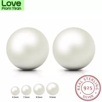Серьги-гвоздики Lekani 925 Sterling Silver 6.5mm с пресноводным культивированным жемчугом в форме шара для женщин в качестве лучших подарков ювелирные изделия